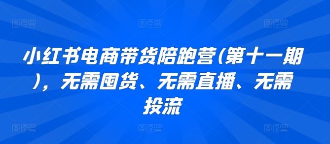 小红书电商带货陪跑营(第十一期)，无需囤货、无需直播、无需投流-立业有术