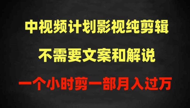 中视频计划影视纯剪辑，不需要文案和解说，一个小时剪一部，100%过原创月入过万【揭秘】-立业有术