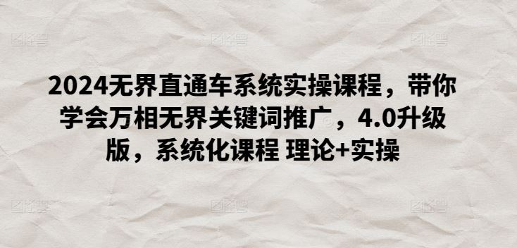 2024无界直通车系统实操课程，带你学会万相无界关键词推广，4.0升级版，系统化课程 理论+实操-立业有术
