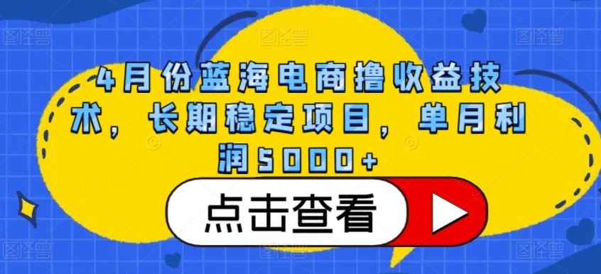 4月份蓝海电商撸收益技术，长期稳定项目，单月利润5000+【揭秘】-立业有术