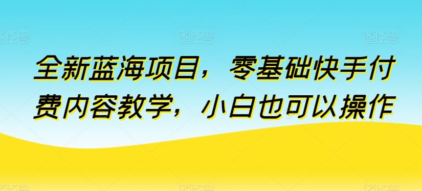 全新蓝海项目，零基础快手付费内容教学，小白也可以操作【揭秘】-立业有术