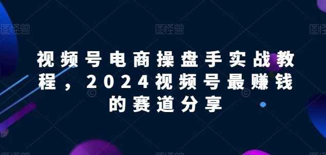 视频号电商实战教程，2024视频号最赚钱的赛道分享-立业有术