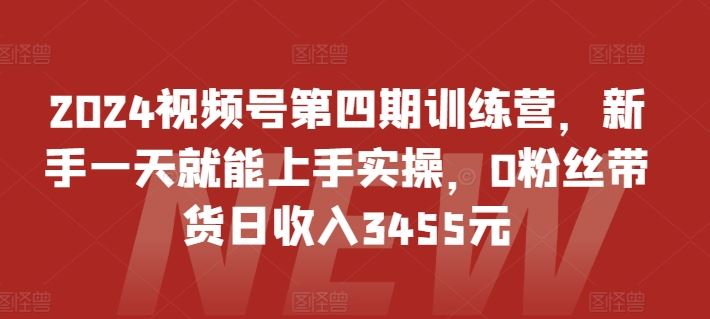 2024视频号第四期训练营，新手一天就能上手实操，0粉丝带货日收入3455元-立业有术