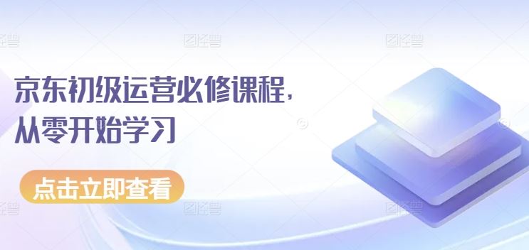 京东初级运营必修课程，从零开始学习-立业有术