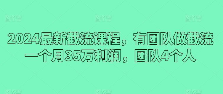 2024最新截流课程，有团队做截流一个月35万利润，团队4个人-立业有术