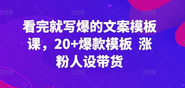 看完就写爆的文案模板课，20+爆款模板  涨粉人设带货-立业有术
