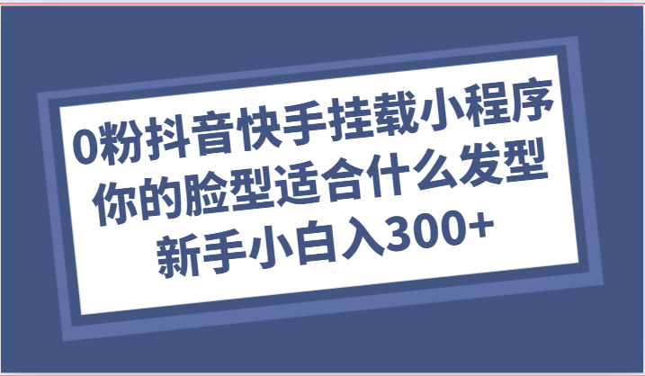 0粉抖音快手挂载小程序，你的脸型适合什么发型玩法，新手小白日入300+-立业有术