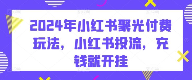 2024年小红书聚光付费玩法，小红书投流，充钱就开挂-立业有术