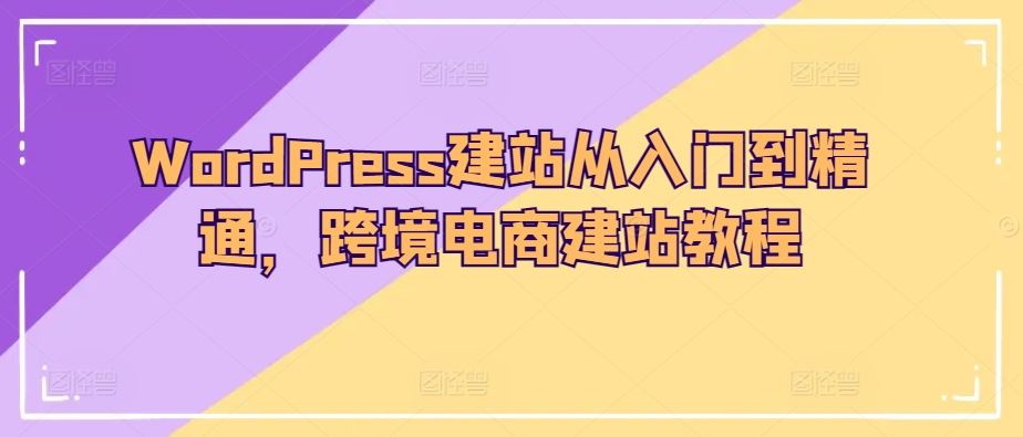 WordPress建站从入门到精通，跨境电商建站教程-立业有术