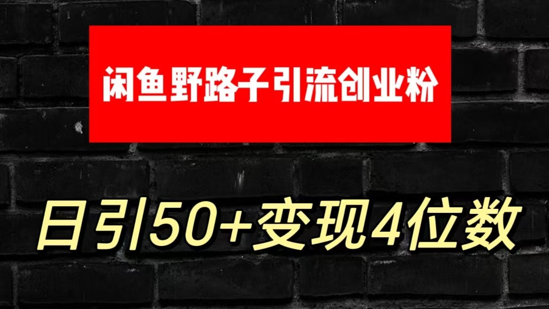 大眼闲鱼野路子引流创业粉，日引50+单日变现四位数-立业有术
