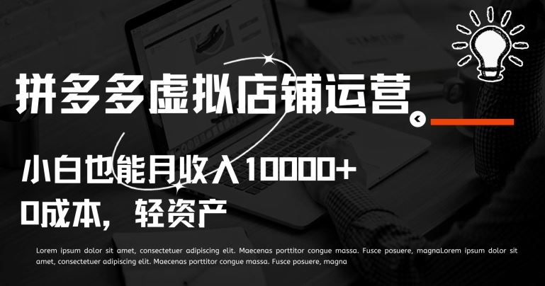 拼多多虚拟店铺运营小白也能月收入10000+【揭秘】-立业有术