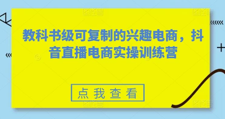 教科书级可复制的兴趣电商，抖音直播电商实操训练营-立业有术