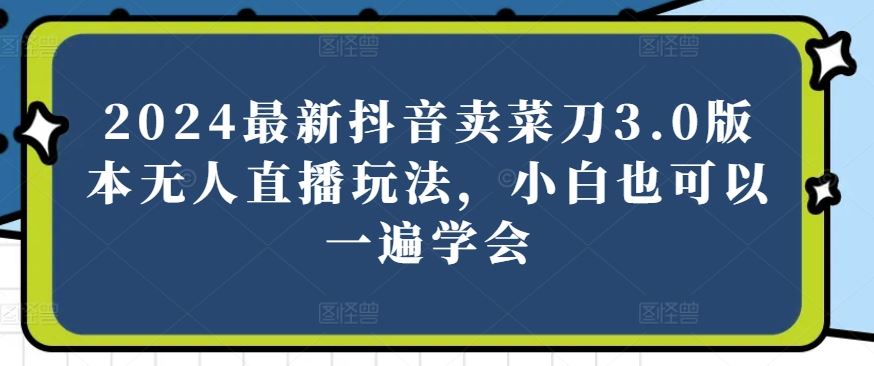2024最新抖音卖菜刀3.0版本无人直播玩法，小白也可以一遍学会【揭秘】-立业有术