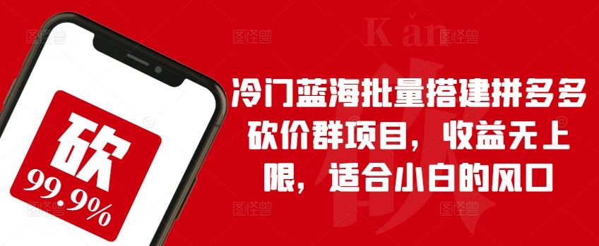 冷门蓝海批量搭建拼多多砍价群项目，收益无上限，适合小白的风口【揭秘】-立业有术