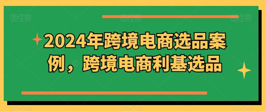 2024年跨境电商选品案例，跨境电商利基选品-立业有术
