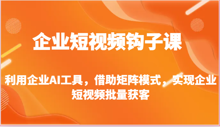 企业短视频钩子课-利用企业AI工具，借助矩阵模式，实现企业短视频批量获客-立业有术
