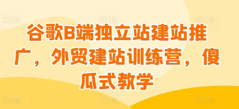 谷歌B端独立站建站推广，外贸建站训练营，傻瓜式教学-立业有术