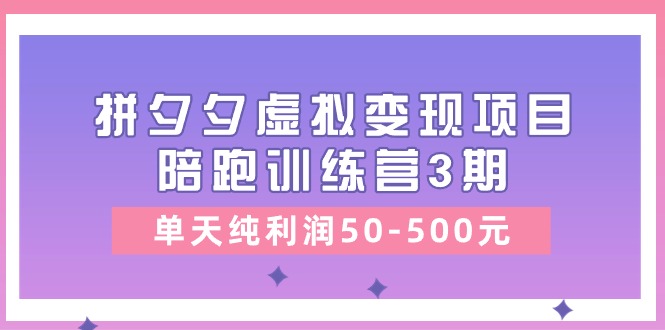 黄岛主《拼夕夕虚拟变现项目陪跑训练营3期》单天纯利润50-500元-立业有术