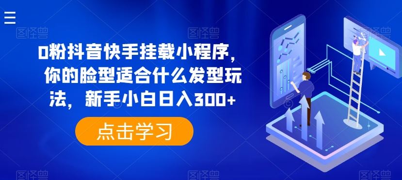 0粉抖音快手挂载小程序，你的脸型适合什么发型玩法，新手小白日入300+【揭秘】-立业有术