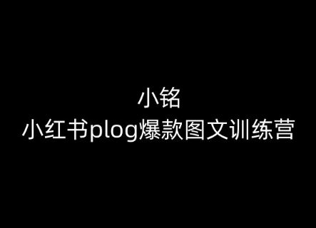 小铭-小红书plog爆款图文训练营，教你从0-1做小红书-立业有术