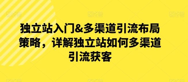 独立站入门&多渠道引流布局策略，详解独立站如何多渠道引流获客-立业有术