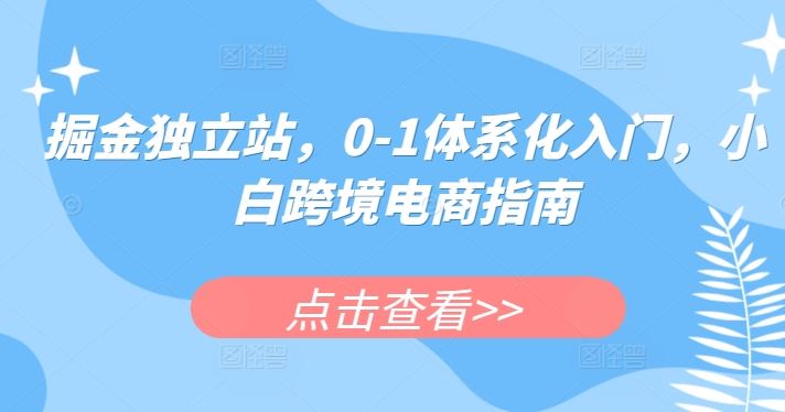 掘金独立站，0-1体系化入门，小白跨境电商指南-立业有术