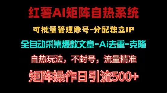 红薯矩阵自热系统，独家不死号引流玩法！矩阵操作日引流500+-立业有术