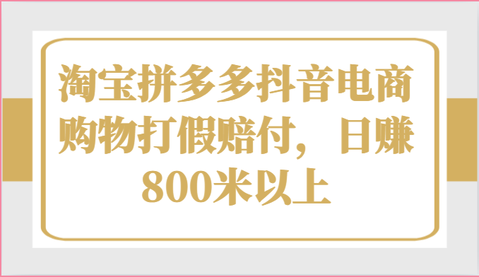 淘宝拼多多抖音电商购物打假赔付，日赚800米以上-立业有术