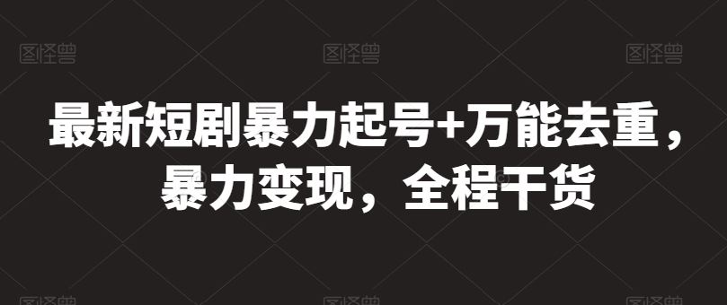 最新短剧暴力起号+万能去重，暴力变现，全程干货【揭秘】-立业有术