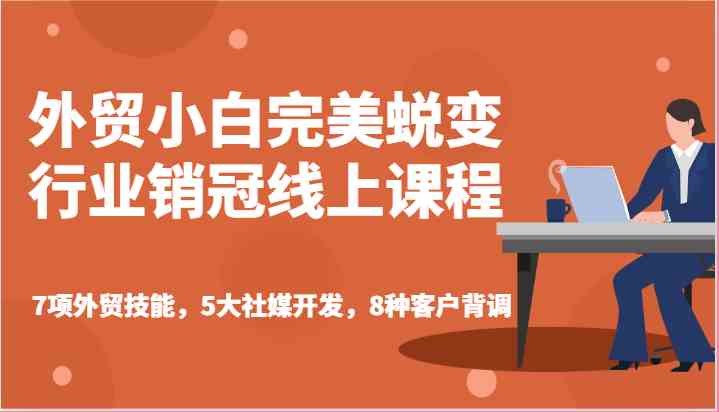 外贸小白完美蜕变行业销冠线上课程-7项外贸技能，5大社媒开发，8种客户背调-立业有术