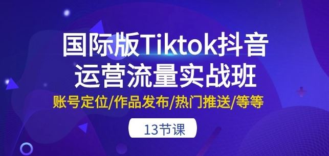国际版Tiktok抖音运营流量实战班：账号定位/作品发布/热门推送/等等-13节-立业有术
