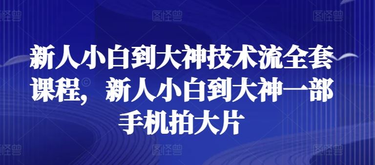 新人小白到大神技术流全套课程，新人小白到大神一部手机拍大片-立业有术