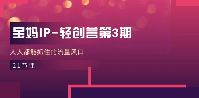 宝妈IP轻创营第3期，人人都能抓住的流量风口（21节课）-立业有术