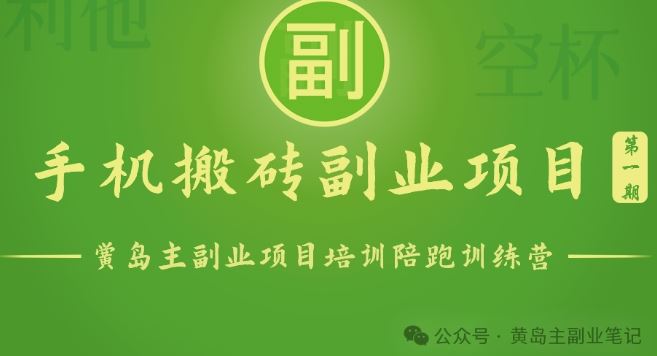 手机搬砖小副业项目训练营1.0，实测1小时收益50+，一部手机轻松日入100+-立业有术