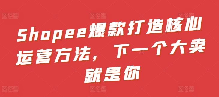 Shopee爆款打造核心运营方法，下一个大卖就是你-立业有术