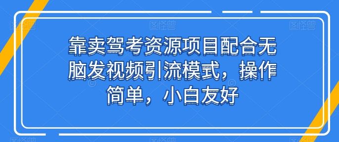 靠卖驾考资源项目配合无脑发视频引流模式，操作简单，小白友好【揭秘】-立业有术
