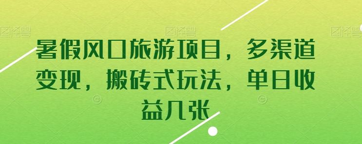 暑假风口旅游项目，多渠道变现，搬砖式玩法，单日收益几张【揭秘】-立业有术