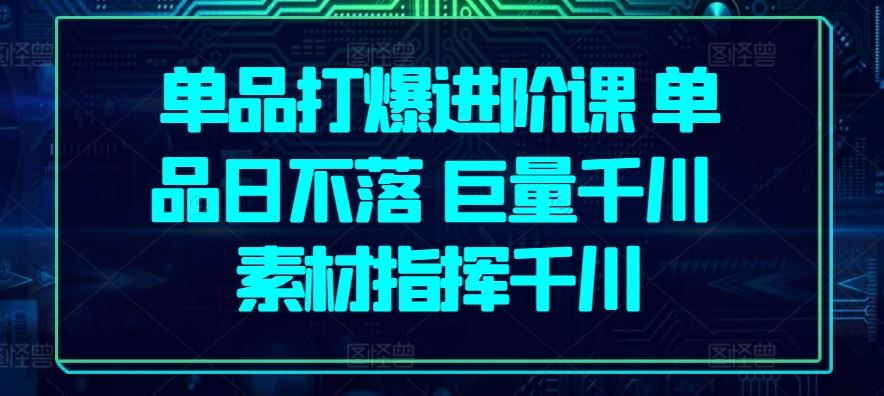 单品打爆进阶课 单品日不落 巨量千川 素材指挥千川-立业有术