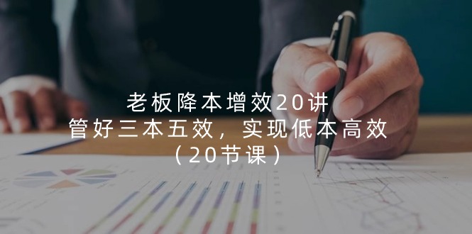 老板降本增效20讲，管好三本五效，实现低本高效（20节课）-立业有术