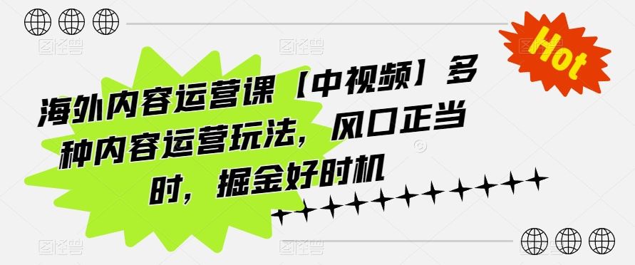 海外内容运营课【中视频】多种内容运营玩法，风口正当时，掘金好时机-立业有术