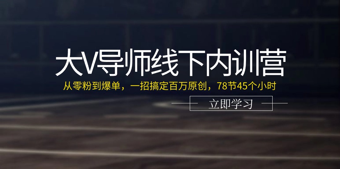 大V导师线下内训营：从零粉到爆单，一招搞定百万原创（78节45个小时）-立业有术
