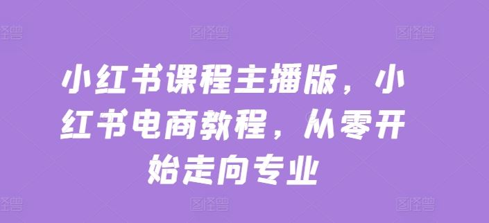 小红书课程主播版，小红书电商教程，从零开始走向专业-立业有术