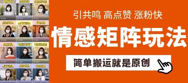 简单搬运，情感矩阵玩法，涨粉速度快，可带货，可起号【揭秘】-立业有术