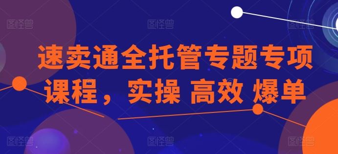 速卖通全托管专题专项课程，实操 高效 爆单-立业有术