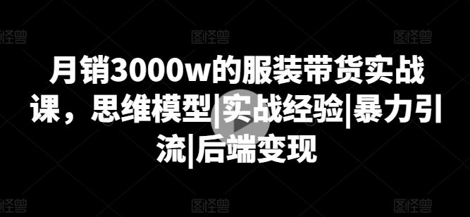 月销3000w的服装带货实战课，思维模型|实战经验|暴力引流|后端变现-立业有术
