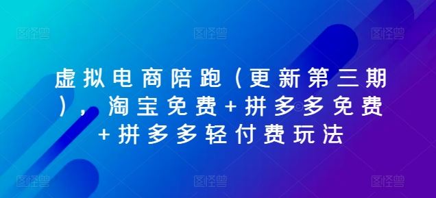 虚拟电商陪跑(更新第三期)，淘宝免费+拼多多免费+拼多多轻付费玩法-立业有术