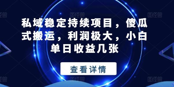 私域稳定持续项目，傻瓜式搬运，利润极大，小白单日收益几张【揭秘】-立业有术