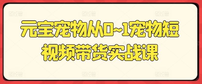 元宝宠物从0~1宠物短视频带货实战课-立业有术