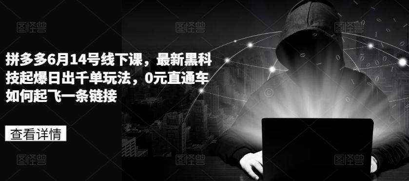 拼多多6月14号线下课，最新黑科技起爆日出千单玩法，0元直通车如何起飞一条链接-立业有术