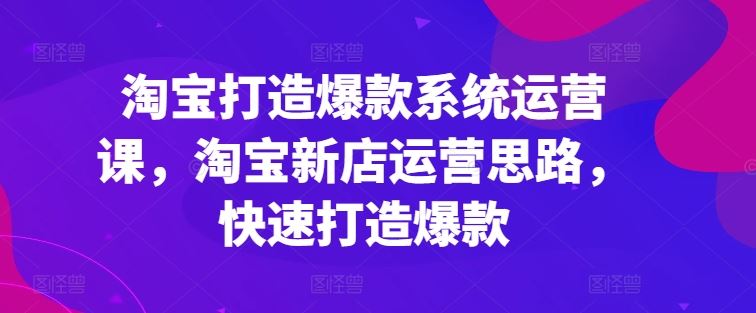 淘宝打造爆款系统运营课，淘宝新店运营思路，快速打造爆款-立业有术